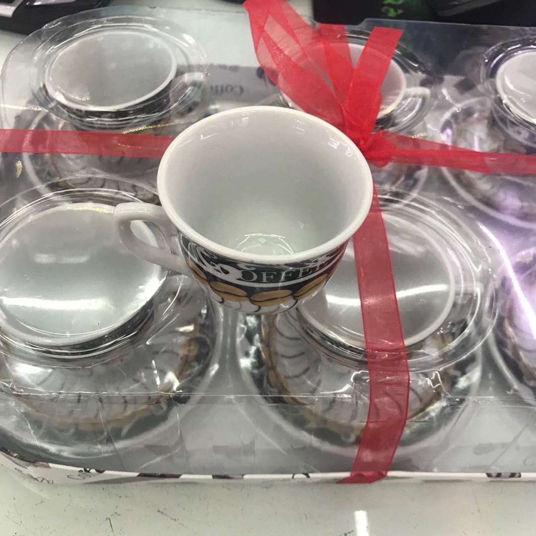 Ceramic Roasted Flower Craft Coffee Cup And Saucer Set Capacity 90Cc Specification drawing