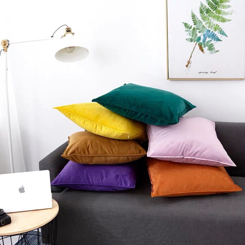 Crystal Velvet Autumn And Winter Solid Color Living Room Sofa Car Cushion details Picture