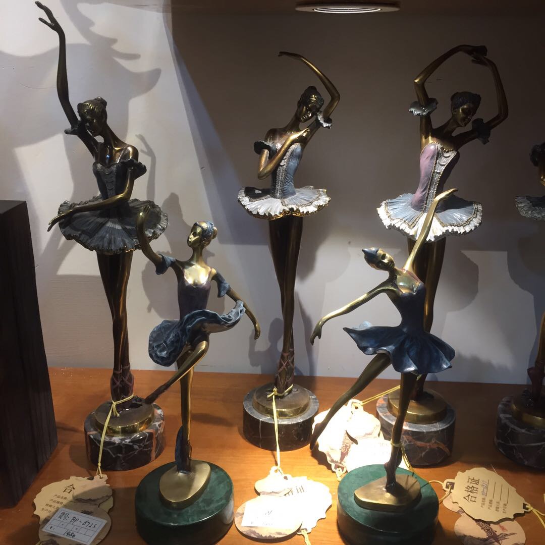 中式芭蕾舞蹈黄铜工艺品家居客厅装饰摆件