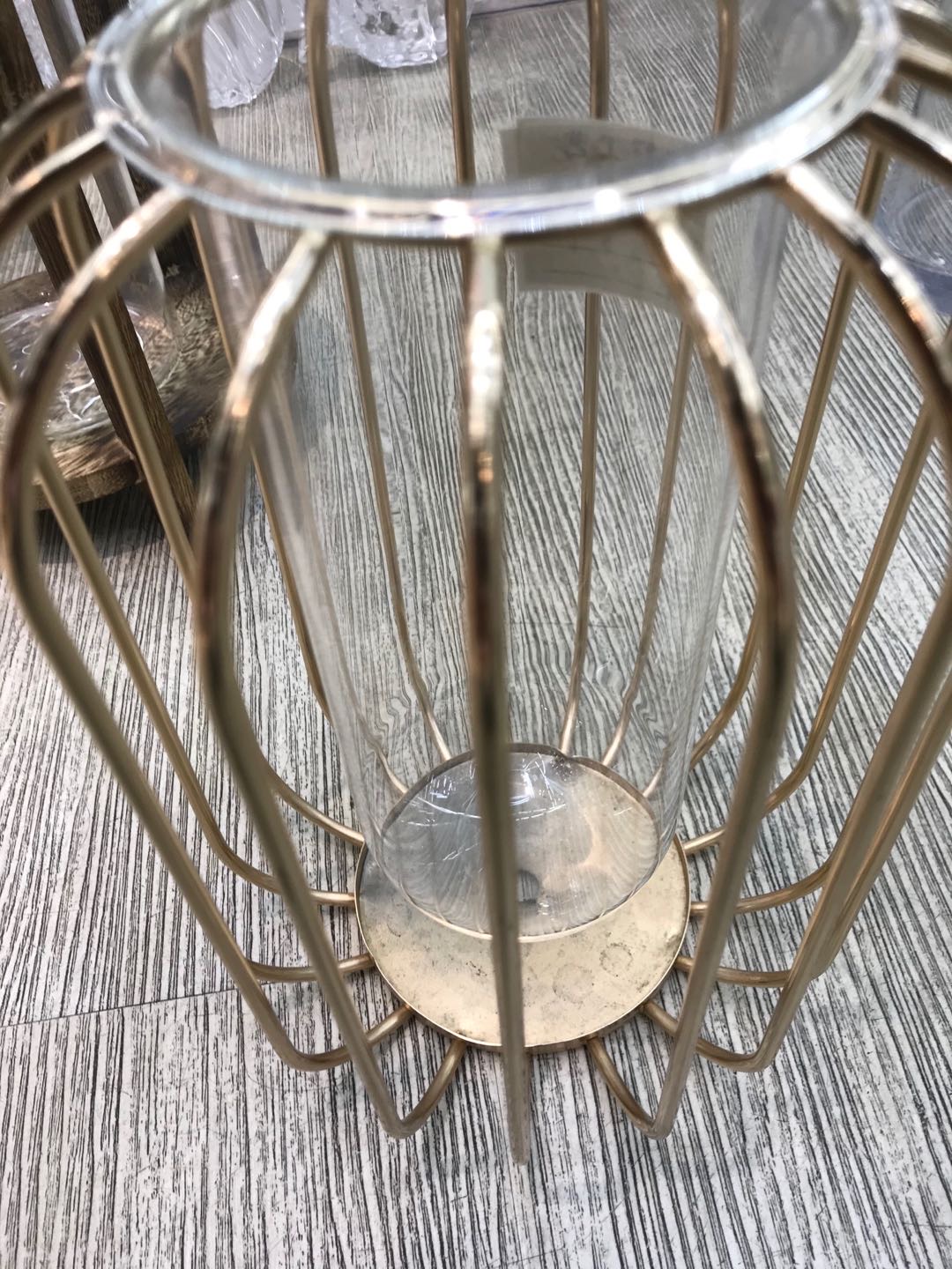 Nordic ins golden ironwork transparent hydroponic glass vase decoration, creative flower arrangement for the living room, home floral art Specification image