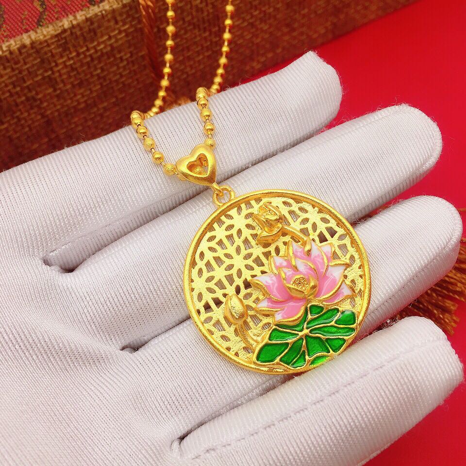 Trend national wind beautiful hollow gold-plated necklace female 24K copper gold-plated long do not fade imitation gold chain