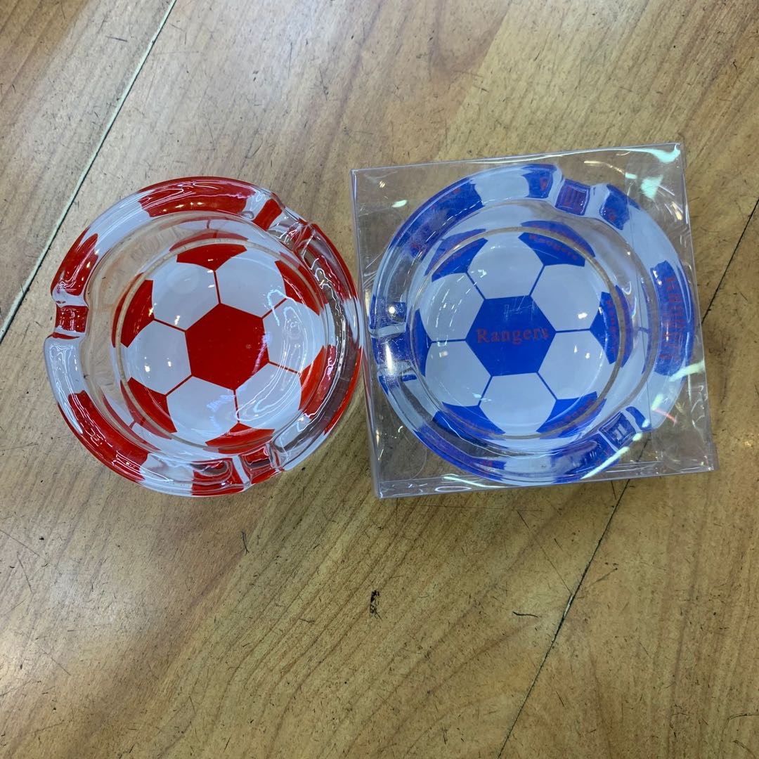 创意时尚加厚圆形玻璃印花足球烟灰缸办公室家用个性烟缸可定制logo新奇美02