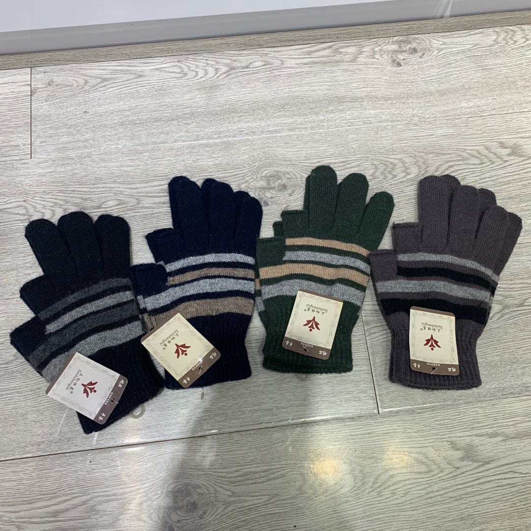 Sanhe Hengtai winter cold-proof wool gloves, two-finger exposed gloves, striped gloves, two-finger snow warm knitted gloves, starting from 420 yuan per box, mixed colors details Picture