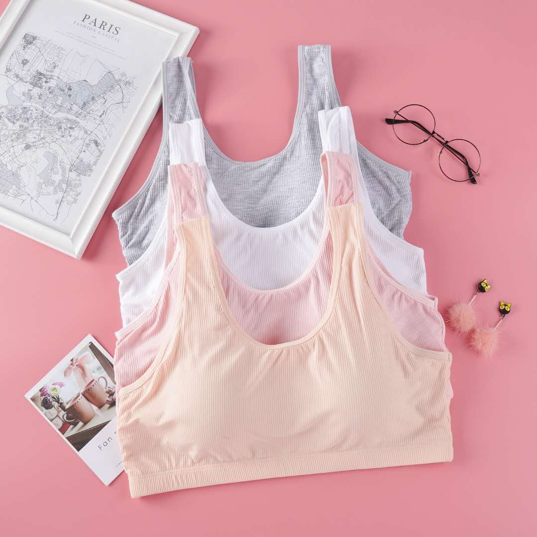 2020 Summer New All-Cotton Comfortable Girls Vest Bra Sponge Cushion To Prevent Naked Girls Wrapped Chest Specification drawing