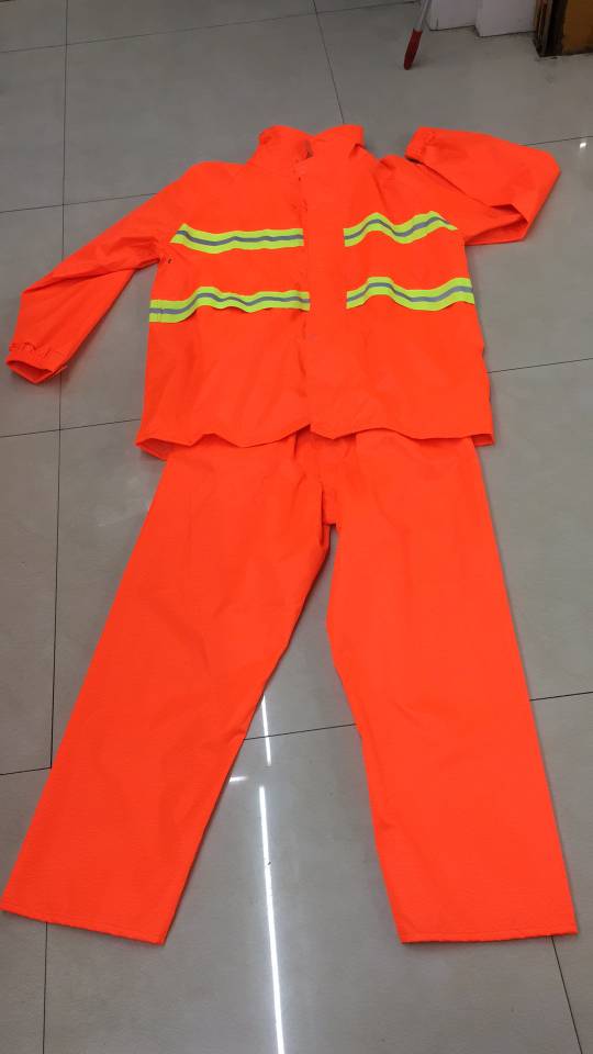 高档条纹荧光套装雨披细节图