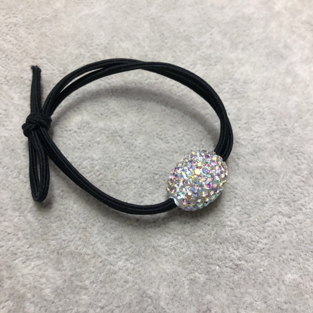 Thin Rope Small Diamond Knot Two Diamond Korean Fashion Women's Head Rope Female Rubber Band Hair Temperament Headwear High Elastic Adult Autumn And Winter Hair Rope Hair Accessories Casual Rubber Band Solid Color Small Rabbit Hair Band Chenhui Jewelry 021 Specification drawing