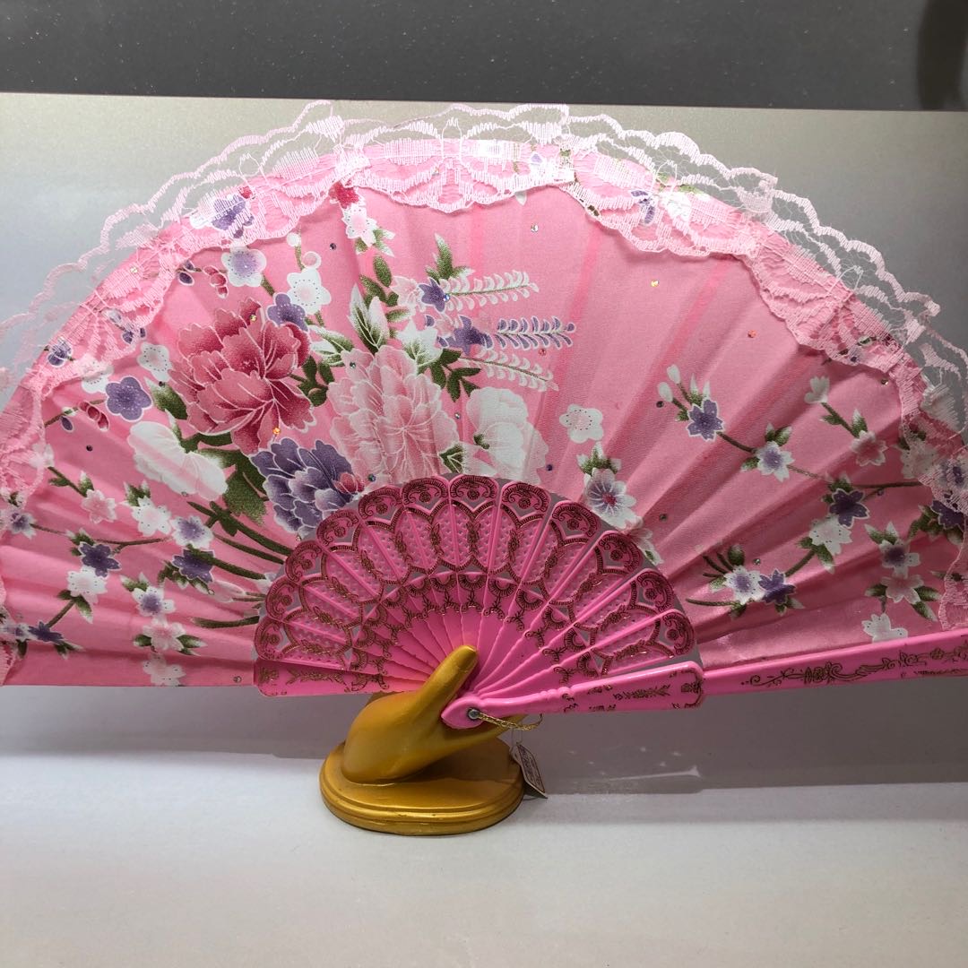 White edge pink cloth fan craft fan dance fan decorative accessories