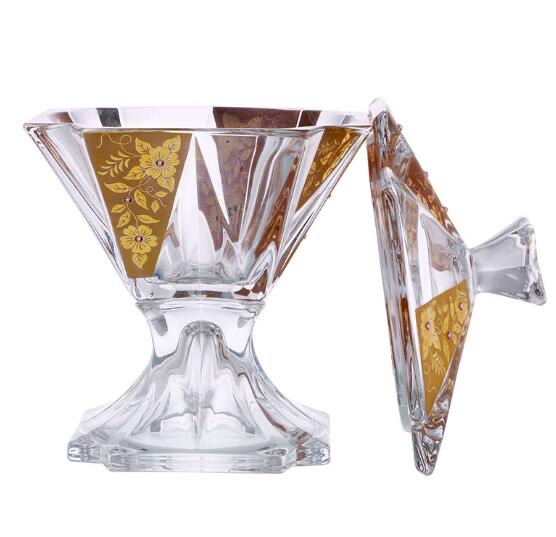 捷克进口水晶玻璃家居创意带盖透明储物罐糖果罐糖缸罐子