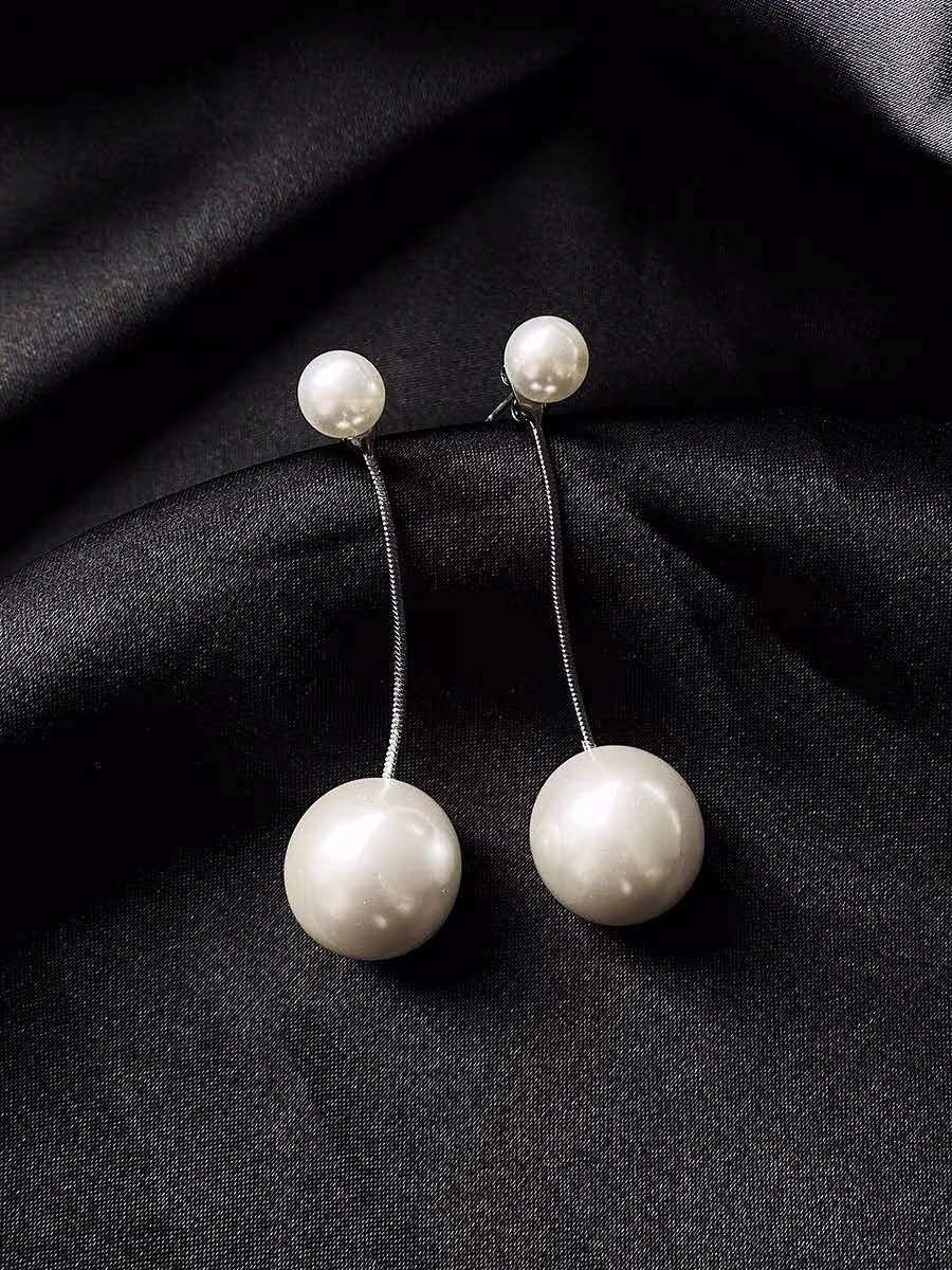 Big Pearl earrings, 2020 new trendy stud earrings, Korean style trendy earrings, pendant earrings, women's long style, elegant