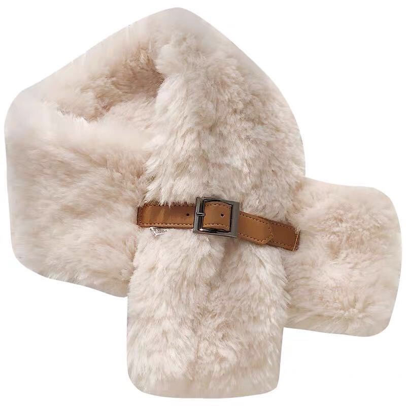 Women's Fashion Trend Casual All-In-One Autumn And Winter Must-Have Japanese Faux Fur Plus Leather Bib Scarf