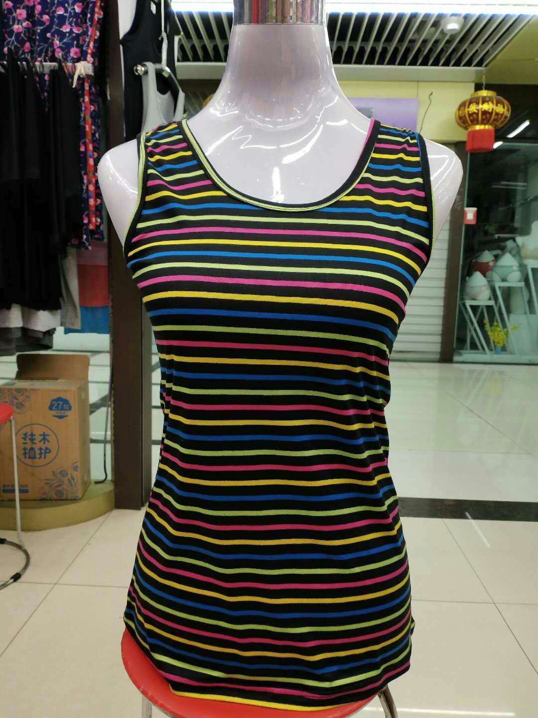 Women's Striped Casual Tank Top Modal Crew-Neck Base Specification drawing