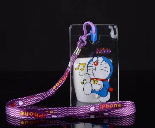 Name tag, cartoon ID card holder, neck-hanging long rope, bus card, campus card holder, name tag, work card holder details Picture