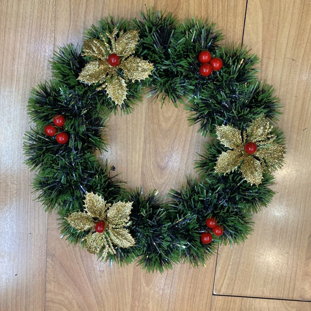 圣诞花环 圣诞节装饰门挂藤条圣诞树挂饰超市挂环拱门店场景布置