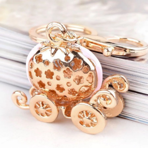 Xinwen Accessories: Korean version cute new pumpkin car keychain pendant, women's fashion hollowed-out hanging accessory, bag, small water diamond accessory Specification image