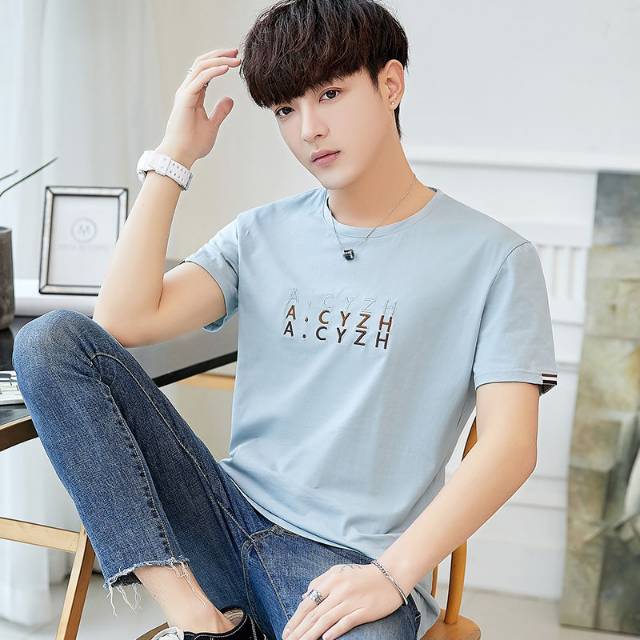 Men's popular logo T-shirt for men's cotton summer men's short sleeve Korean edition loose-fitting students Specification drawing