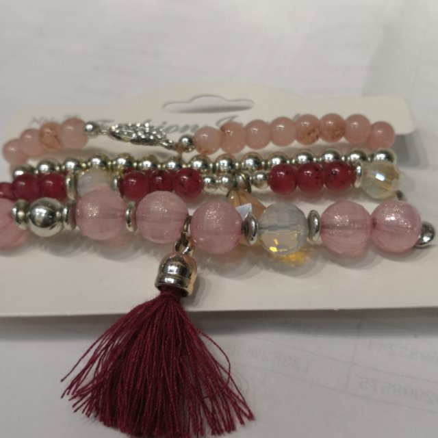 粉流苏吊坠款手串多层吊坠手环手饰手链外贸出口产品图