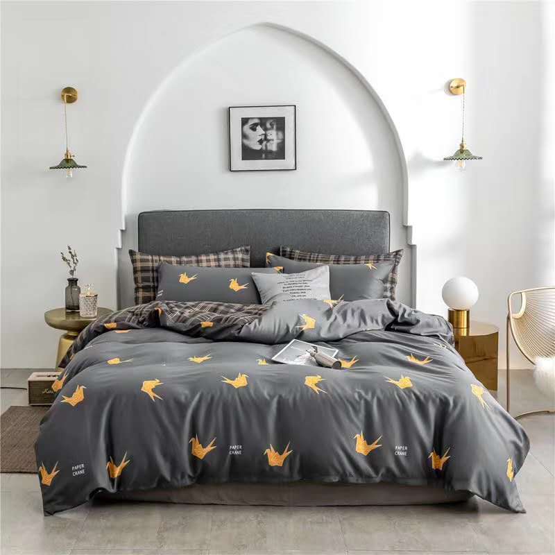 2020 Pure cotton light luxury embroidery grey printed three-piece set and four-piece set thumbnail