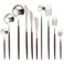 304不锈钢不锈钢刀叉勺葡萄牙咖啡色不锈钢餐具网红刀叉勺图