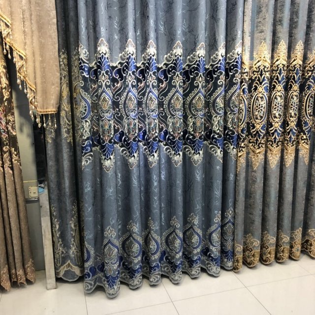 Curtain Fabric Finished Embroidery Simple Wind Living Room Custom Heat Insulation Shade Rental Bedroom Noble And Elegant