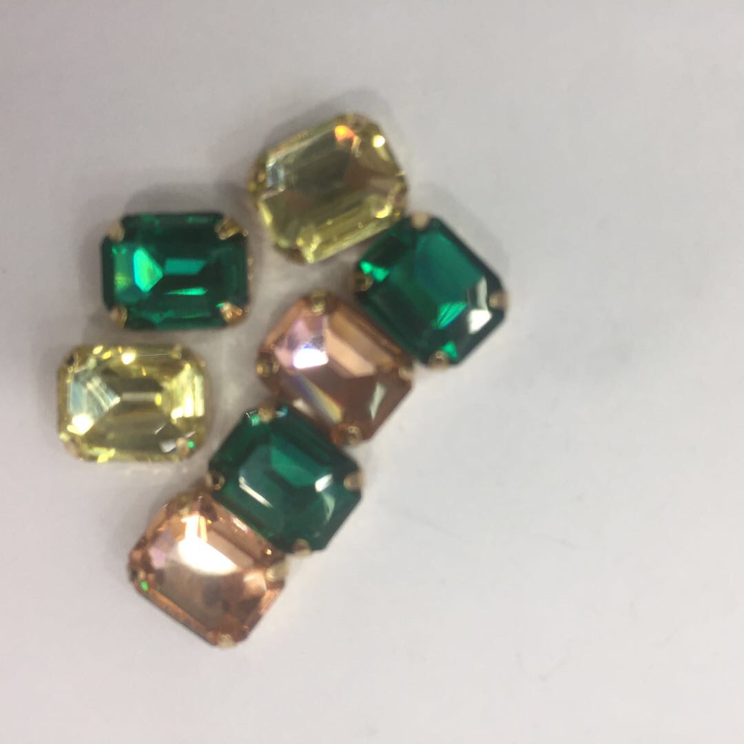 彩色玻璃水晶挂饰关diy耳环项链饰品配件铜包边产品图