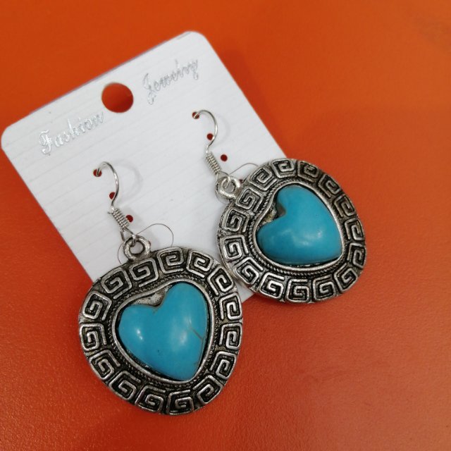 厂家直复古绿松石项链饰心型耳环热销批发