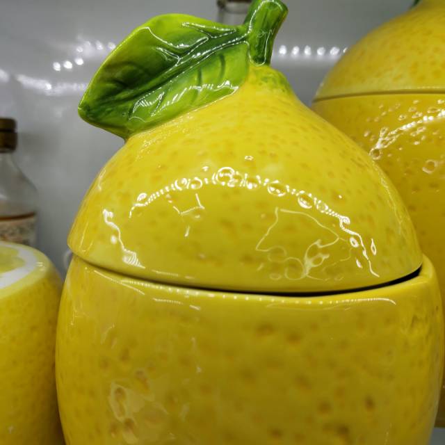 义乌好货 黄色陶瓷罐子柠檬形状，糖罐茶罐产品图