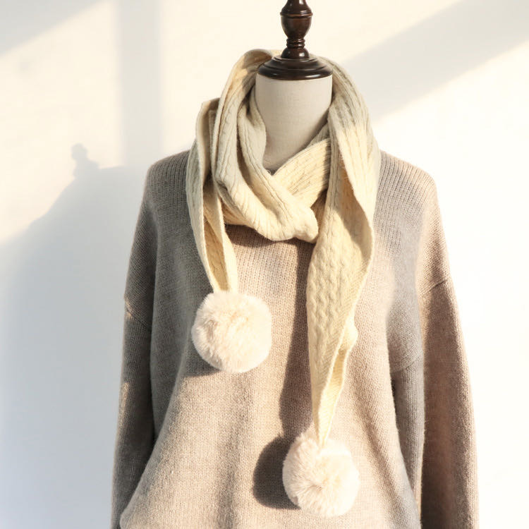 Casual With Classic Long Beige Warm Scarf For Women details Picture