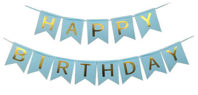 烫金鱼尾HAPPY BIRTHDAY 生日拉旗串旗拉花横幅字母派对布置用品三角旗