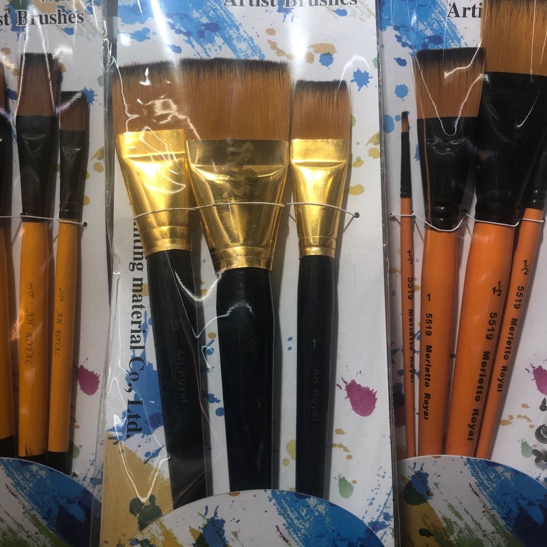 Nylon bristle brush set gouache oil paint wall painting brush thumbnail