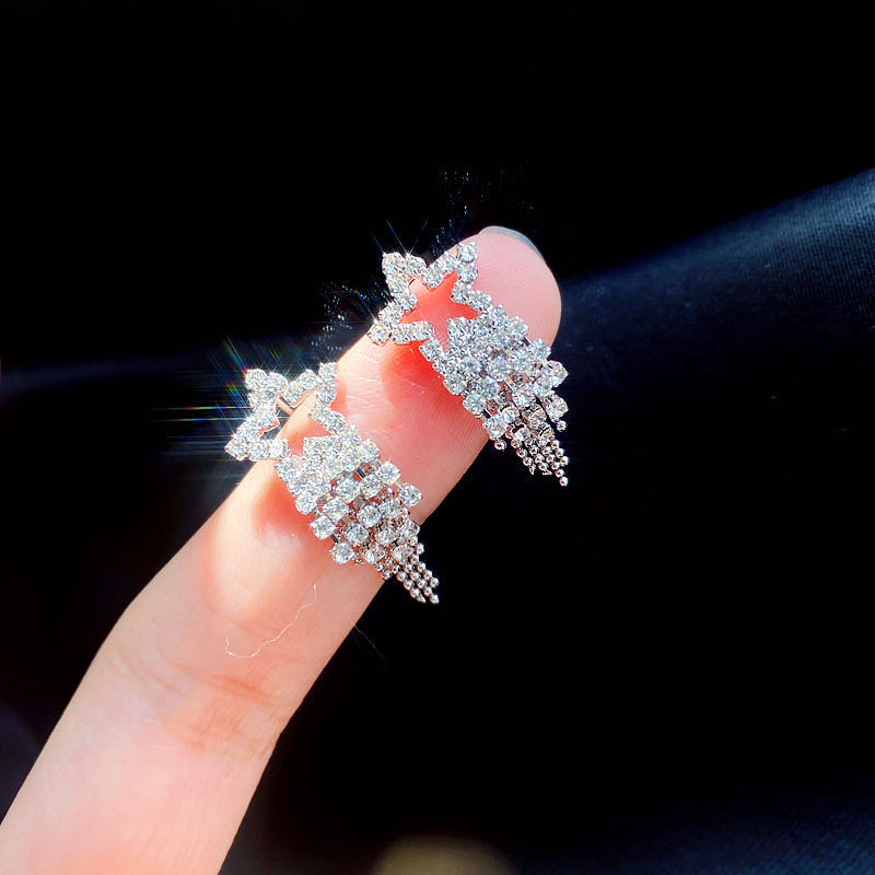 小清新韩版饰品流星造型耳环微镶锆石耳饰气质甜美可爱耳饰产品图