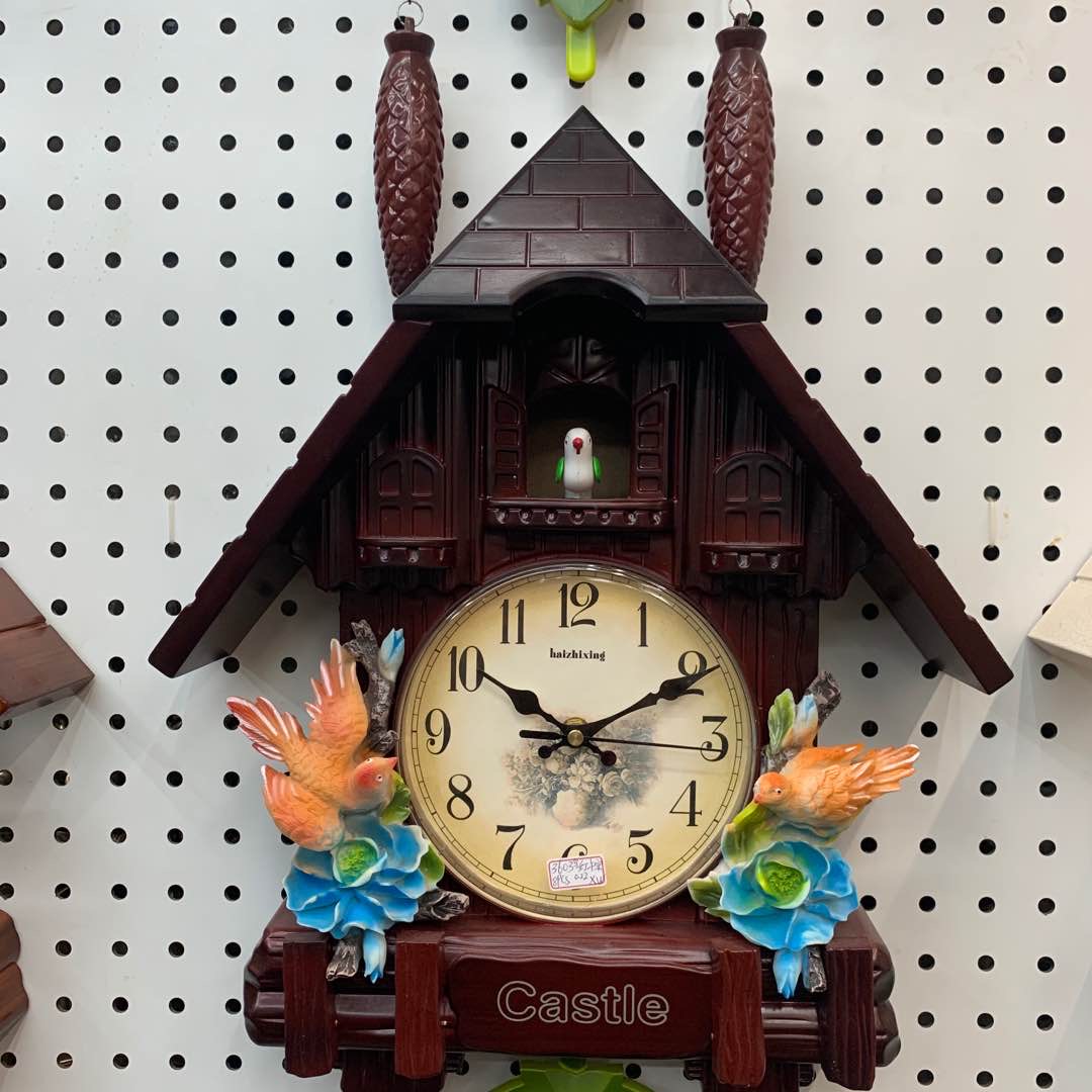 座钟钟表挂钟时间挂件家居客厅计时工具摆件漆色款