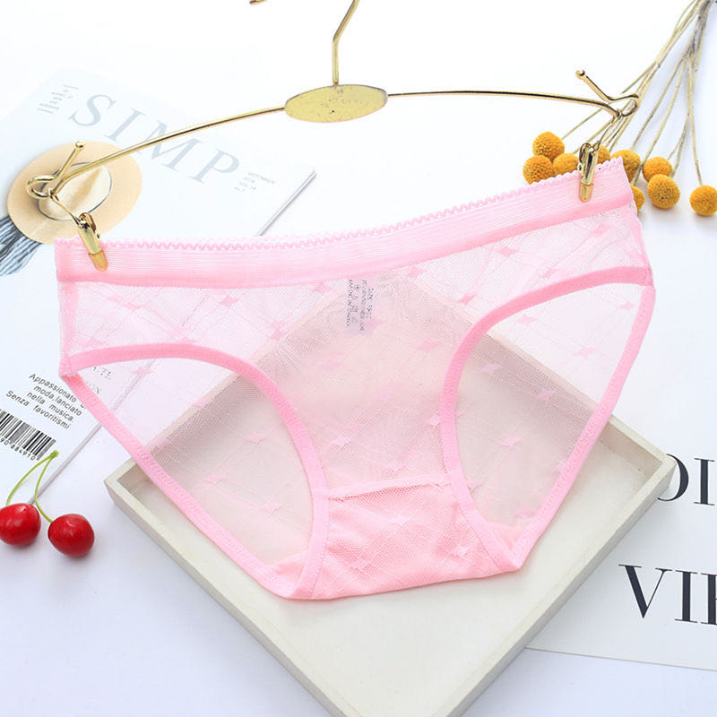 Women's Underwear Lace Transparent Low Waist Breathable Pure Cotton Crotch Large Size Women's Triangle Pants