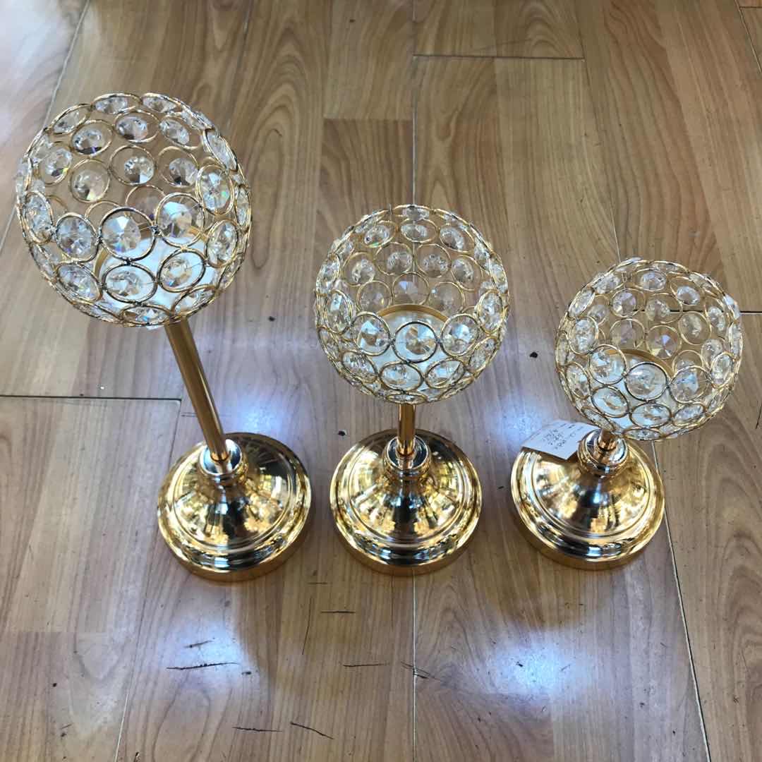 Luxury creative simple gold wrought iron glass candlestick craft decorations thumbnail