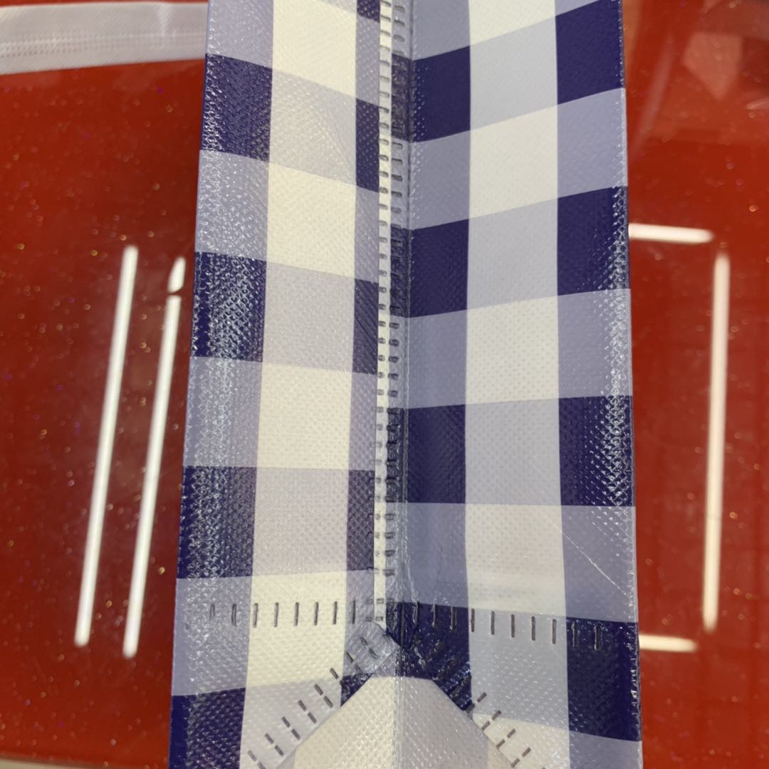 Blue And White Checkered Non-Woven Handbag details Picture