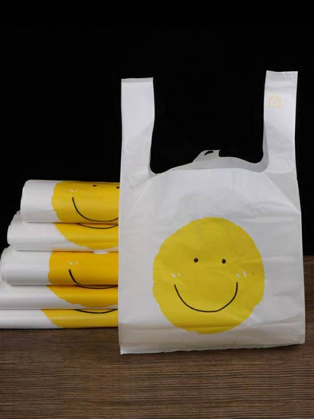 笑脸塑料手提背心食品外卖打包烘焙水果胶袋子批发印刷订定制logo详情图2
