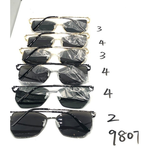 Fashionable large-framed sunglasses, square-framed sunglasses, polarized glasses, Korean version, trendy Internet celebrity, high-end metal women's style, 9807 Specification image