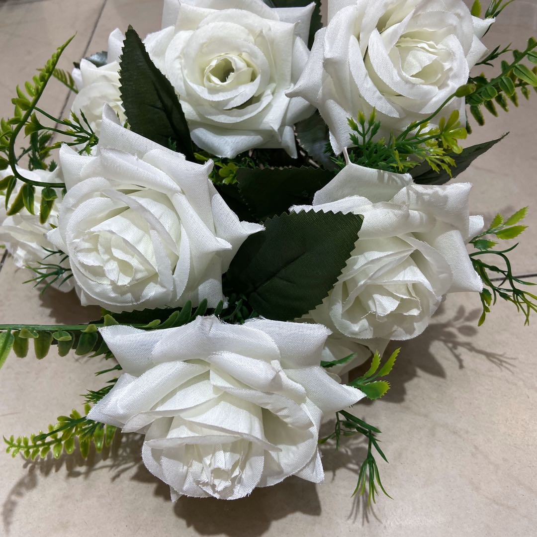 小把卷边玫瑰10头花束家居摆放景观装饰 婚庆摄影道具仿真花假花