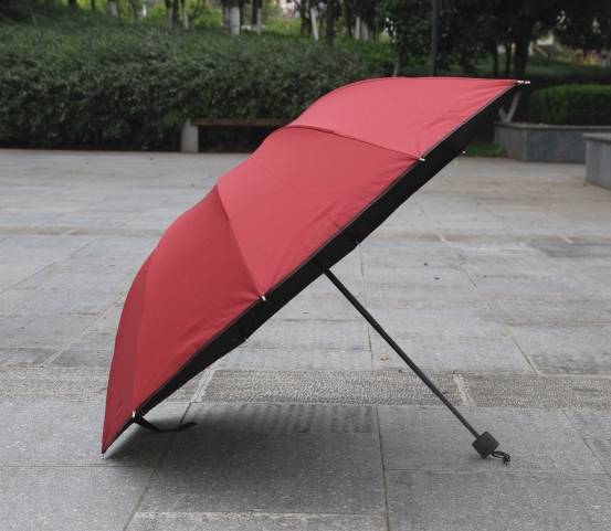 Wholesale of 10-bone Lady's business outdoor black rubber UV protection sunshade Double Large Folding Three-fold Gift umbrella details Picture