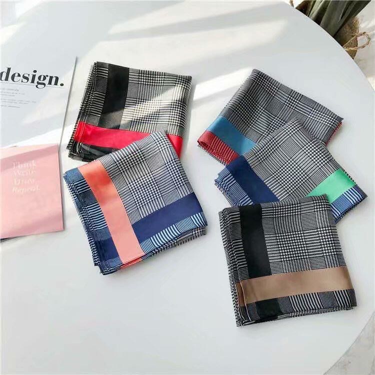 Ladies Fashion Trend All Casual Imitation Silk Small Square Scarf details Picture