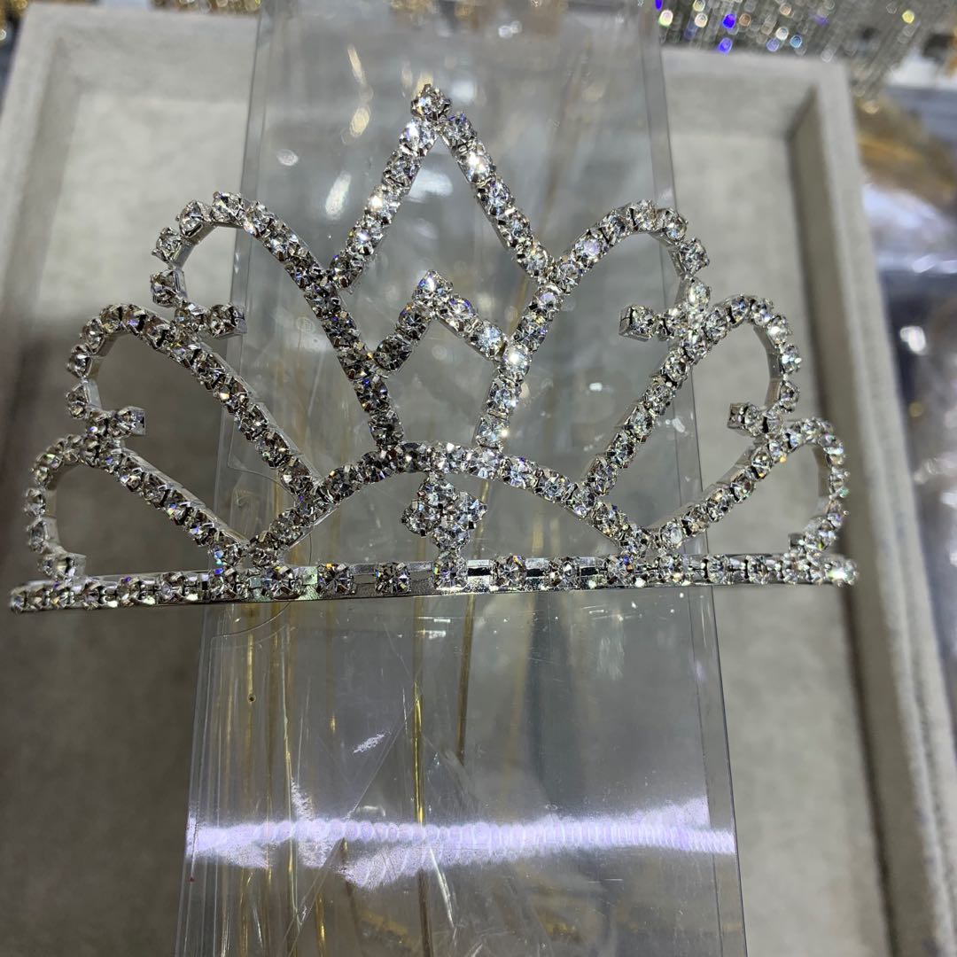 Diamond-encrusted bride, crown wedding dress, evening gown, elegant accessories, headwear