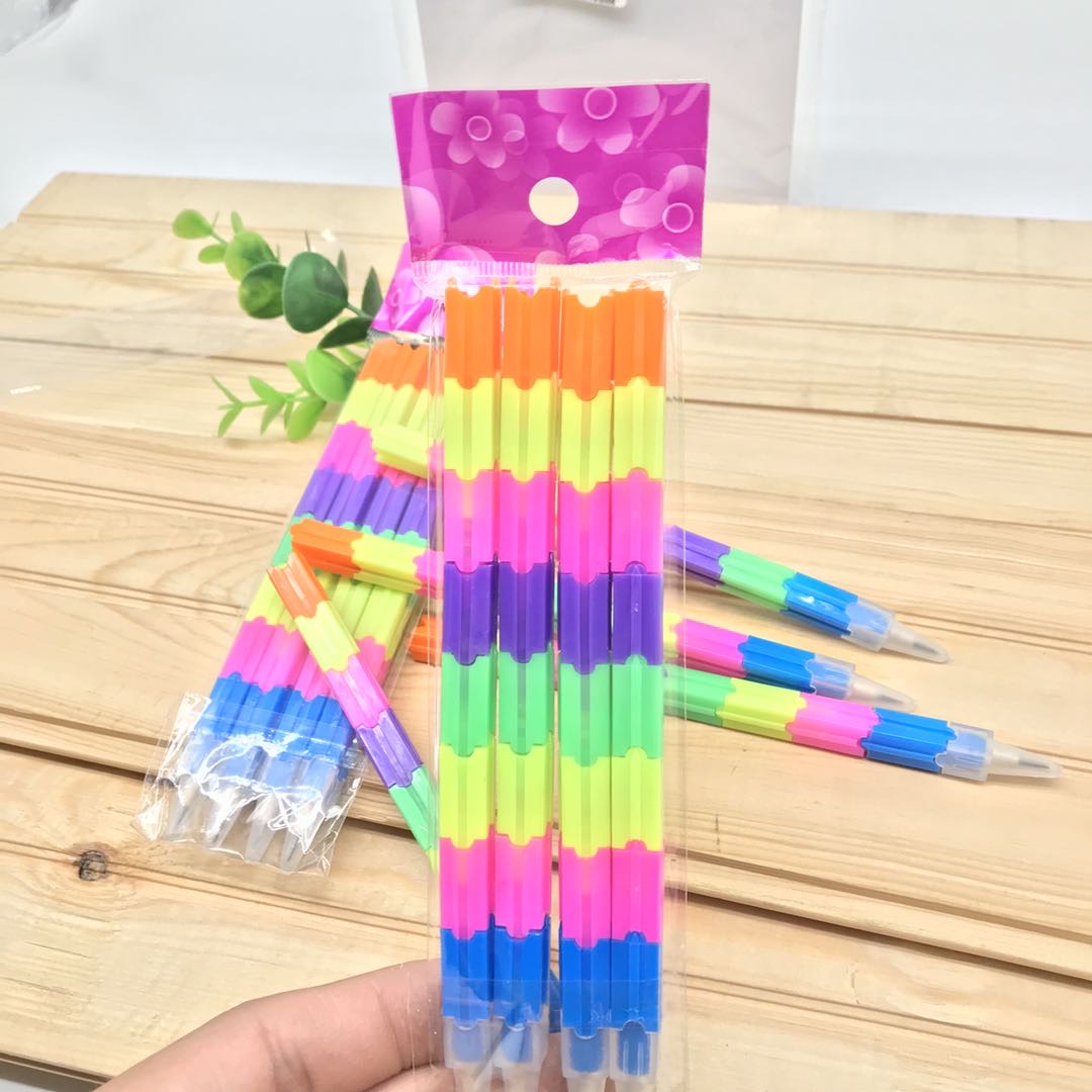 Free Shipping Building Blocks Bullet Pencil Cartoon Multi-Functional Building Blocks Missile Rocket Bullet Pencil No Sharpening Pencil