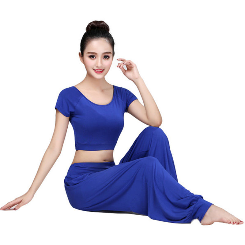 Yoga Clothes New Chest Pad Two Sets Of Fitness Running Clothes Adult Women Plus Size Bloomers Sports Belly Dance Clothes details Picture