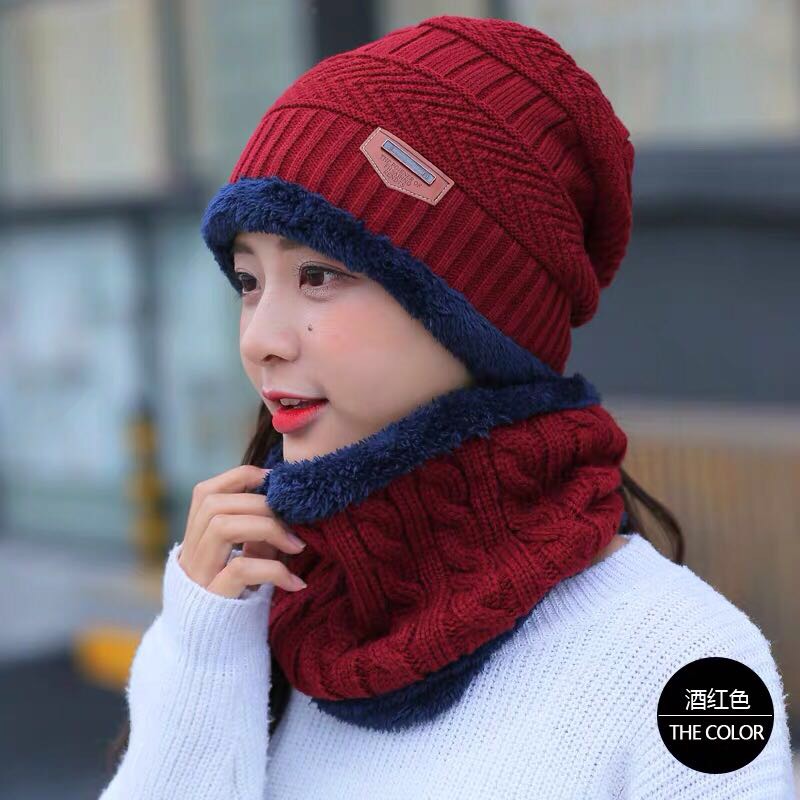 Girls Riding Hat Winter With Velvet Braid Plus Velvet Warm Woolen Hat Children's Neck Set Simple Battery Car Leisure details Picture