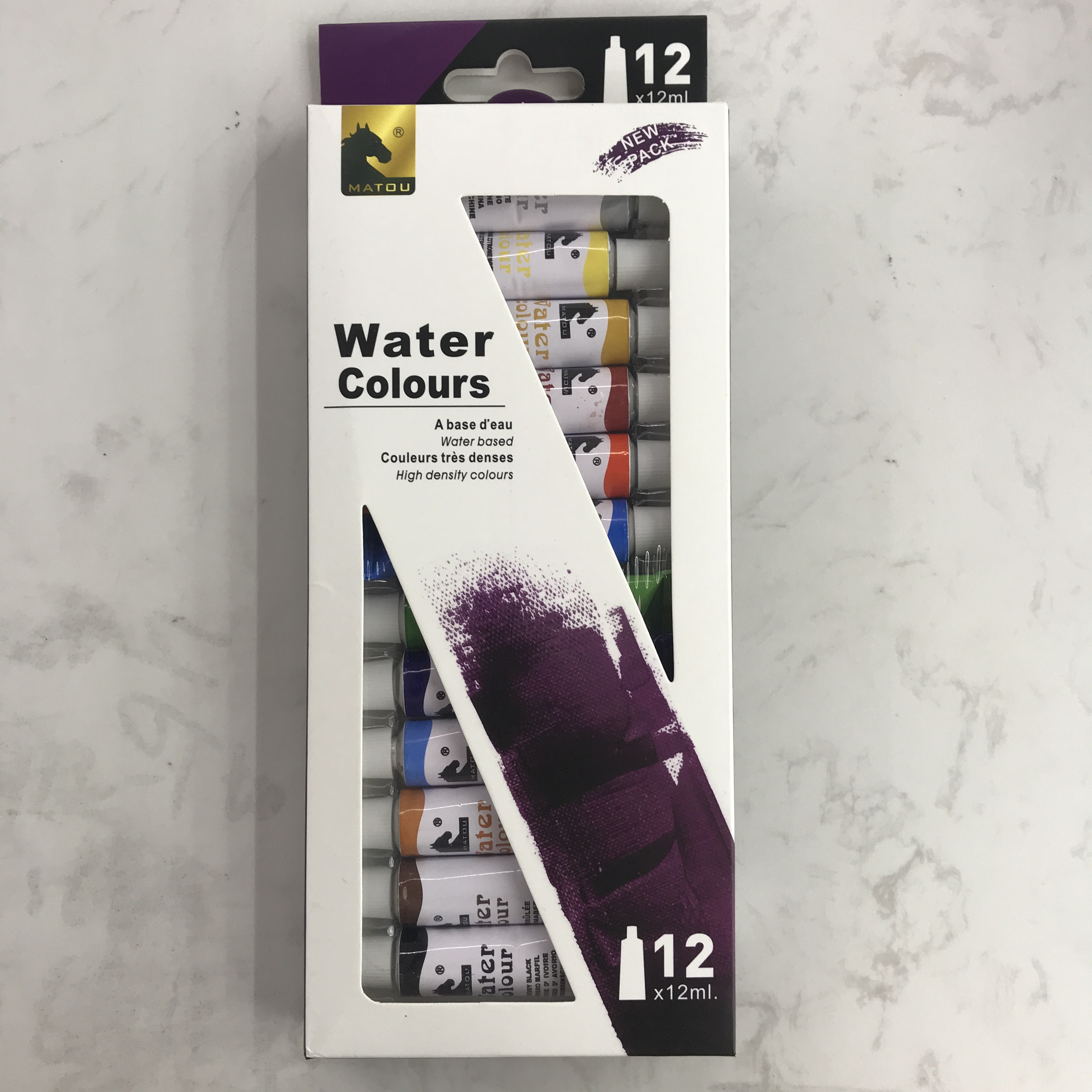 12ml水彩颜料 12色学生美术练习管装水彩颜料画笔调色盘套装