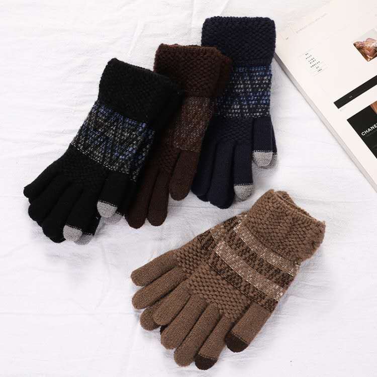 秋冬季韩版可爱学生针织毛线加厚加绒保暖手套触屏图