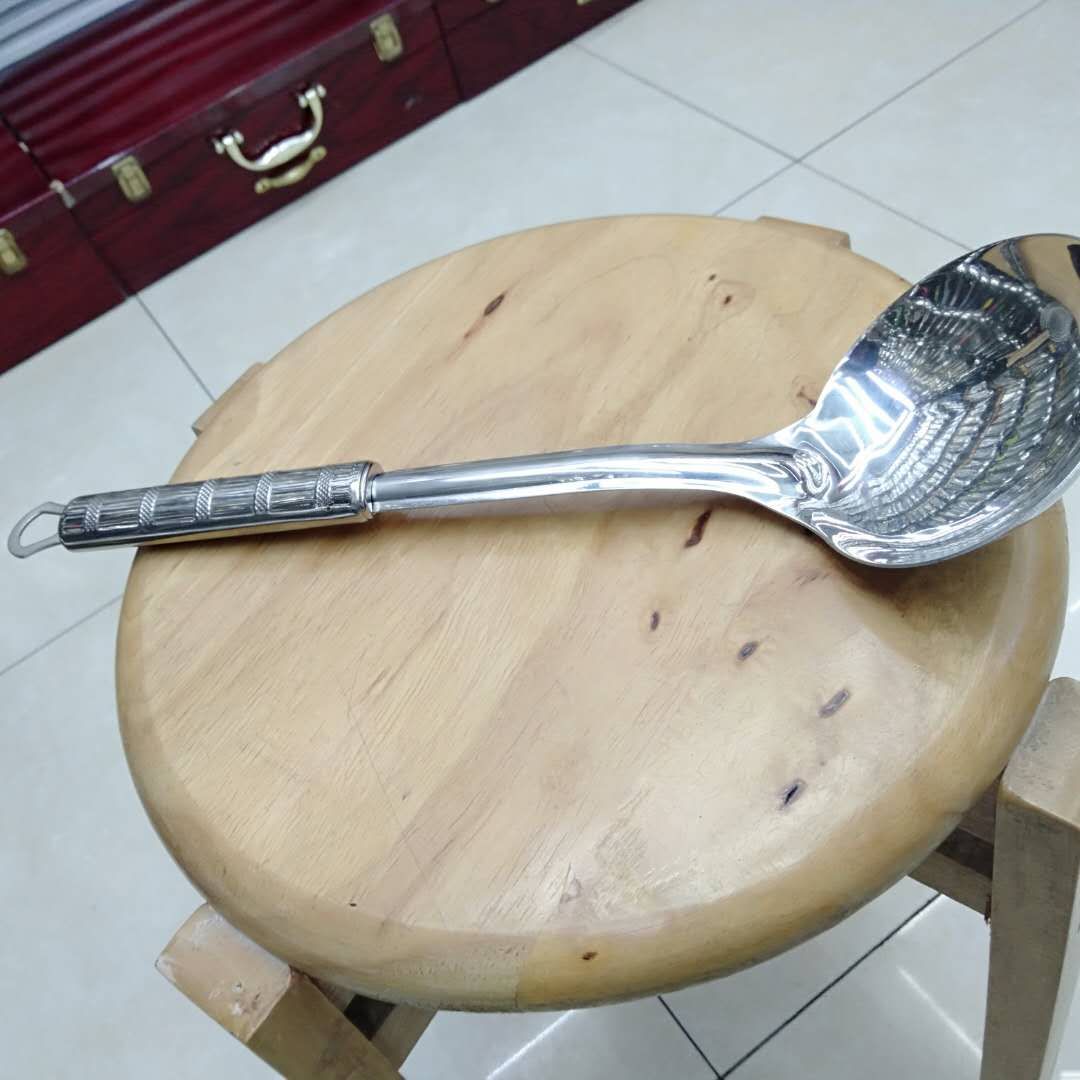 不锈钢炒勺锅铲加长把铁勺壳木柄汤勺子细节图