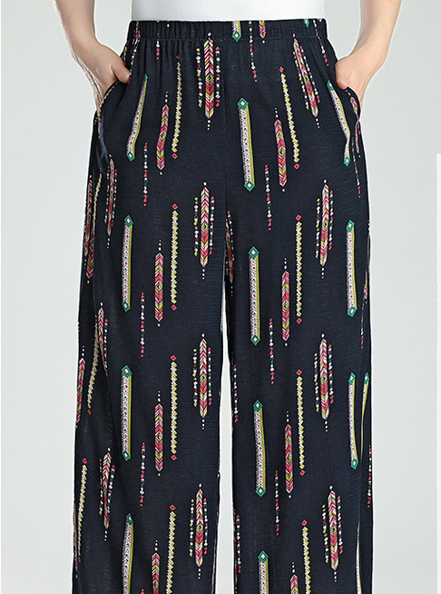 高腰韩版阔腿裤中老年大码九分休闲裤多花色女裤产品图