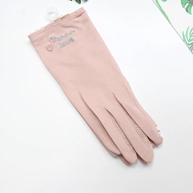 山楂树手套女夏纯棉短款薄款防滑触屏防紫外线手套防晒骑行开车
