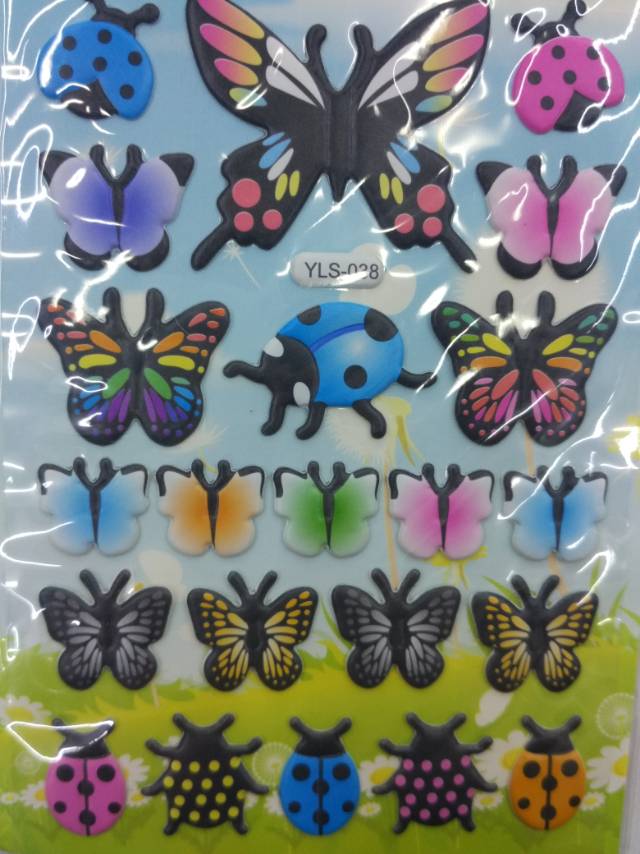 泡泡贴蝴蝶图案立体贴指甲贴纹身贴亚克力贴金卡贴纸昆虫