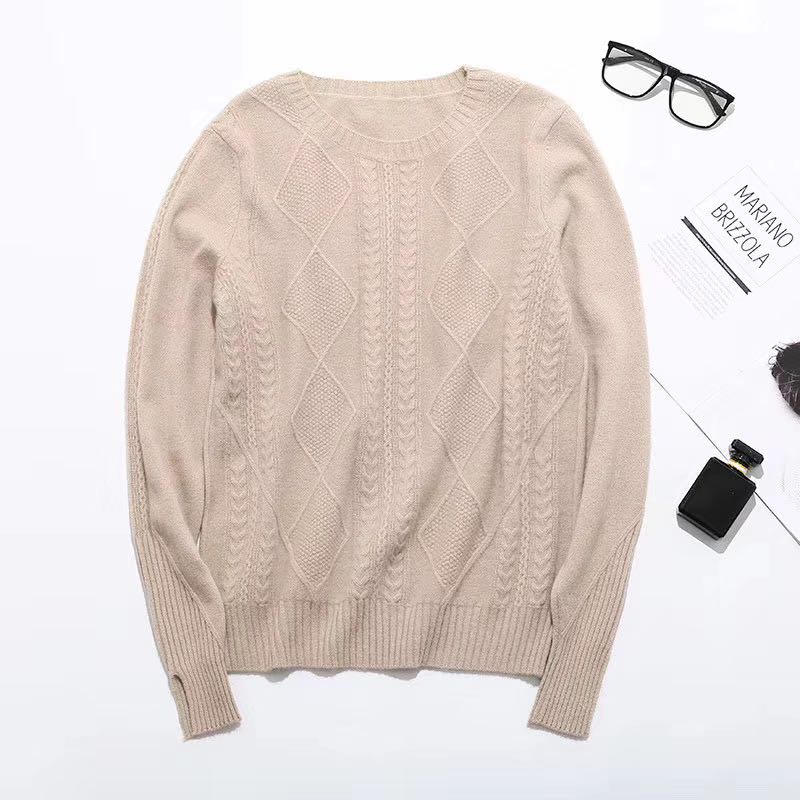 纯羊绒女款菱形花纹